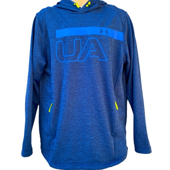 Under Armour MK-1 ColdGear Terry Graphic UA Pullover Hoodie Sweatshirt Blue LG - Picture 2 of 8
